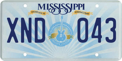 MS license plate XND043