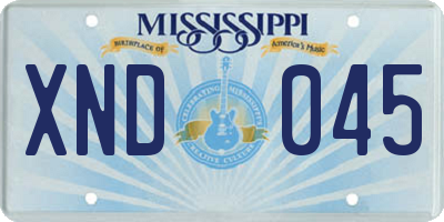 MS license plate XND045