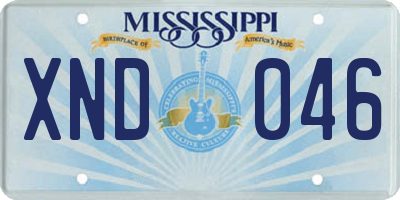 MS license plate XND046