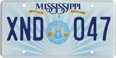 MS license plate XND047