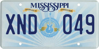 MS license plate XND049
