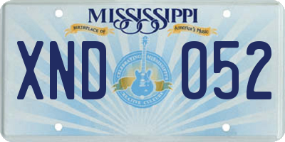MS license plate XND052