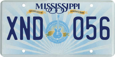 MS license plate XND056