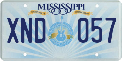MS license plate XND057