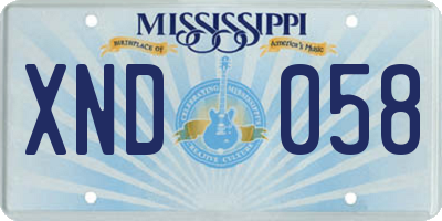 MS license plate XND058