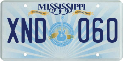 MS license plate XND060