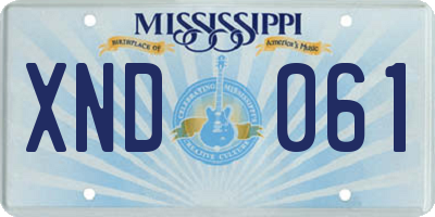 MS license plate XND061
