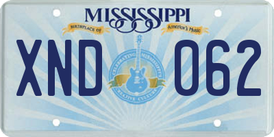 MS license plate XND062