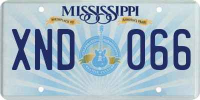 MS license plate XND066