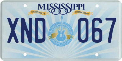 MS license plate XND067