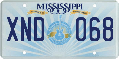 MS license plate XND068