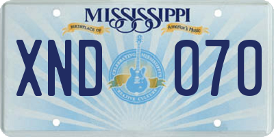MS license plate XND070