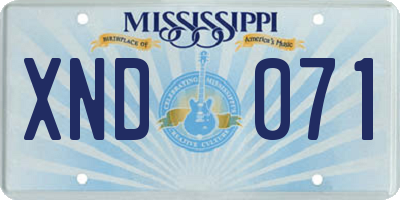 MS license plate XND071
