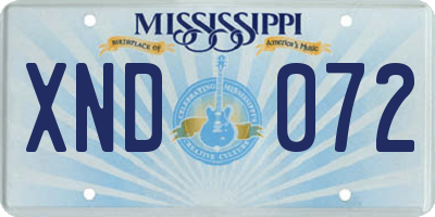 MS license plate XND072