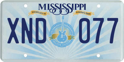 MS license plate XND077