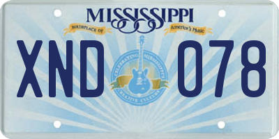 MS license plate XND078