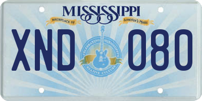 MS license plate XND080