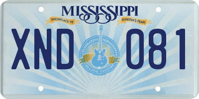 MS license plate XND081