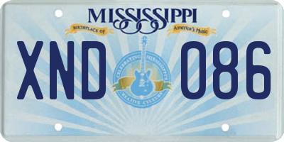 MS license plate XND086