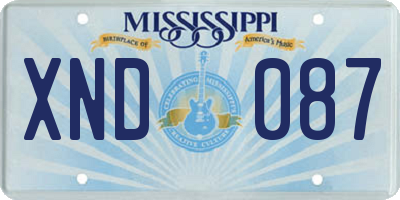 MS license plate XND087