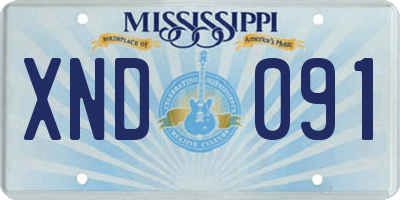 MS license plate XND091