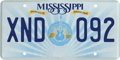 MS license plate XND092