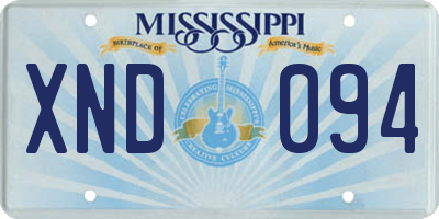 MS license plate XND094