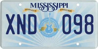 MS license plate XND098
