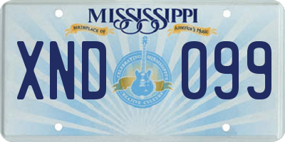 MS license plate XND099