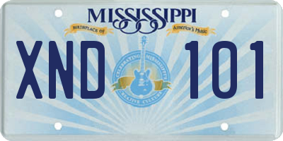 MS license plate XND101