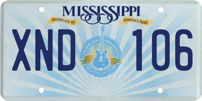 MS license plate XND106