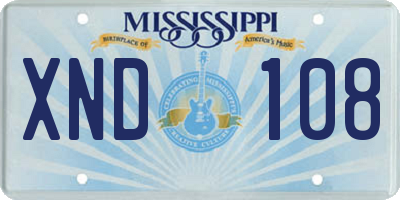 MS license plate XND108