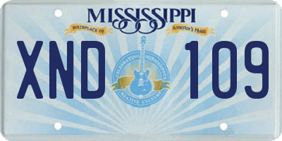 MS license plate XND109