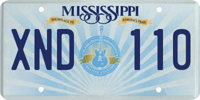 MS license plate XND110
