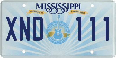 MS license plate XND111