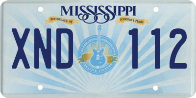 MS license plate XND112