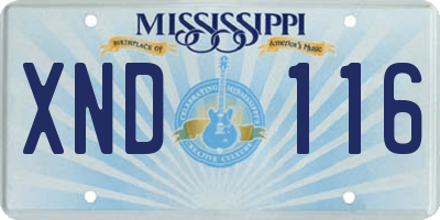 MS license plate XND116