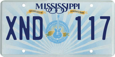 MS license plate XND117