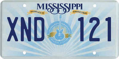 MS license plate XND121