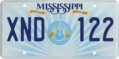 MS license plate XND122