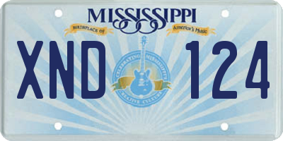 MS license plate XND124
