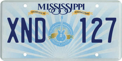 MS license plate XND127