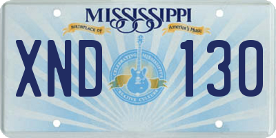 MS license plate XND130