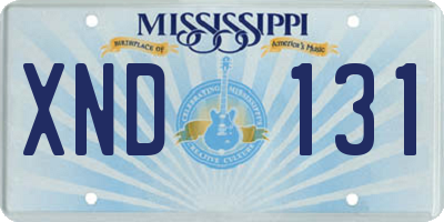MS license plate XND131