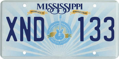 MS license plate XND133