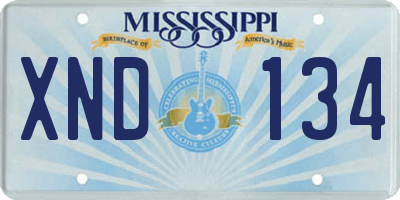MS license plate XND134