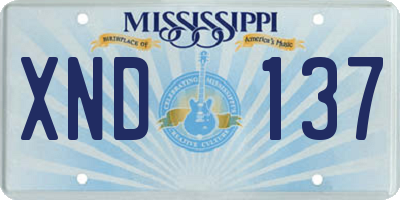 MS license plate XND137