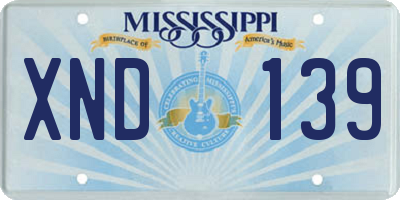 MS license plate XND139