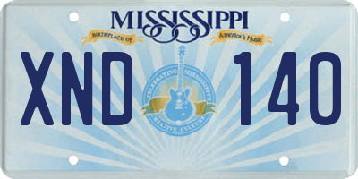 MS license plate XND140