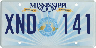 MS license plate XND141